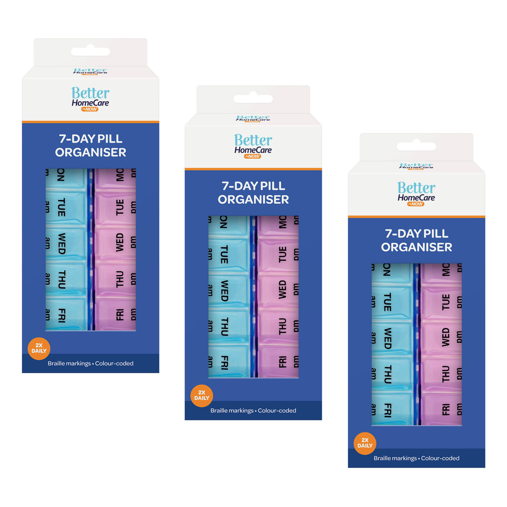 Better Home Care Now 7 Day AM PM Pill Box Organiser Bundle of 3