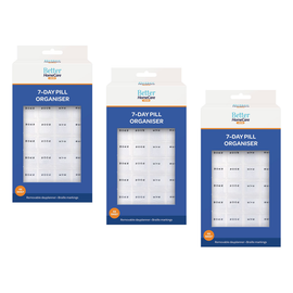 Bundle of 3 Better Home Care Now 7 Day Pill Box Tray 4 Compartments