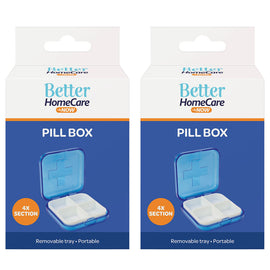Better Home Care Now 4 Compartment Pill Box Twin Pack 6.5 x 6.5 x 2.5 cm