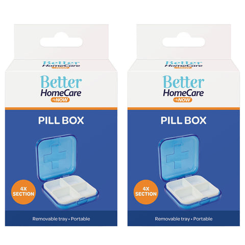 Better Home Care Now 4 Compartment Pill Box Twin Pack 6.5 x 6.5 x 2.5 cm