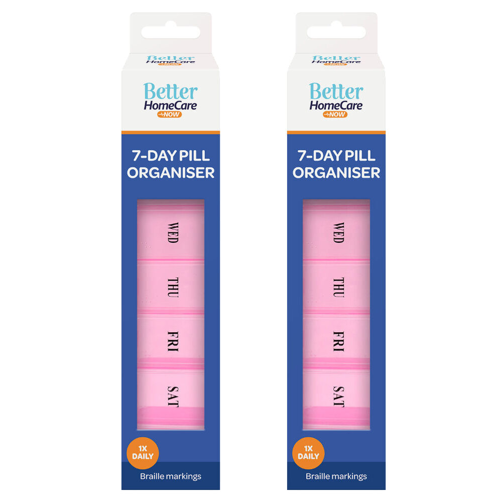Better Home Care Now 7 Day Pill Box Organiser Twin Pack 18.5 x 4 x 2.7 cm