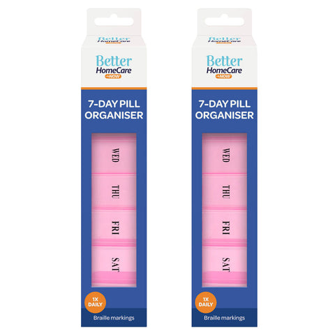 Better Home Care Now 7 Day Pill Box Organiser Twin Pack 18.5 x 4 x 2.7 cm