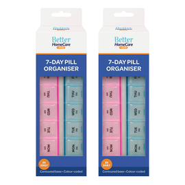 Better HomeCare Now 7 Day AM PM Pill Box Organiser Pack of 2 19x6.5x2.5cm