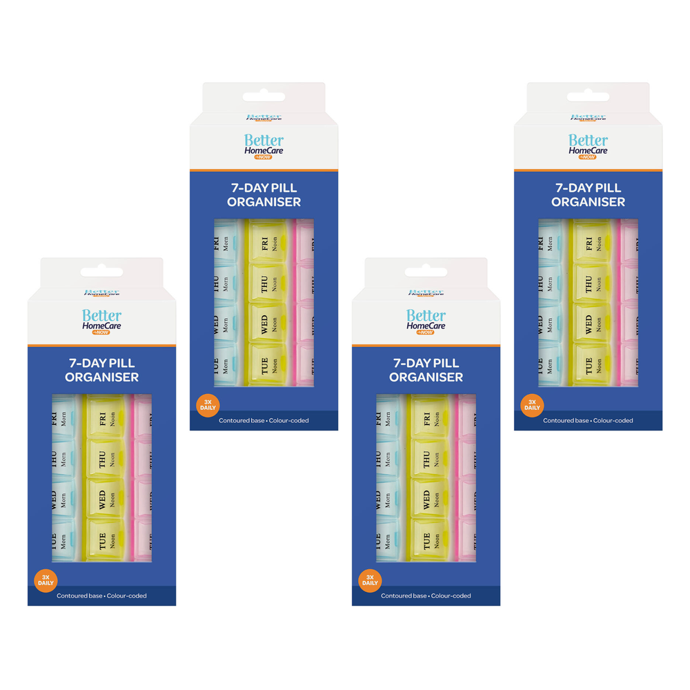 Better Home Care Now 7 Day Pill Box Organiser Morning Noon Night 4 Pack
