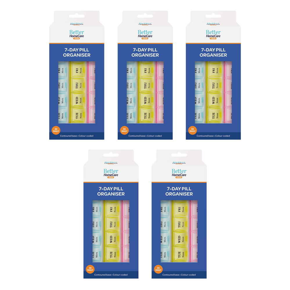 Better Home Care Now 7 Day Pill Box Organiser Morn Noon Night 5 Pack