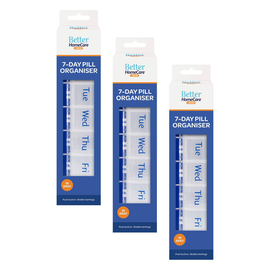 Better Home Care Now 3 Pack 7 Day Push Button Pill Box 22 x 5 x 2.5cm