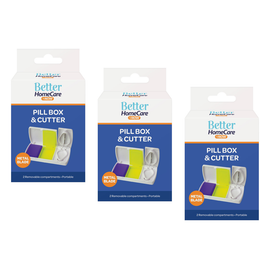 Better Home Care Now 2 Compartment Pill Box with Cutter Bundle of 3