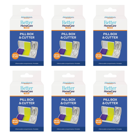 Better Home Care Now Bundle of 6 2 Compartment Pill Box with Cutter 9.5x4.7x3cm