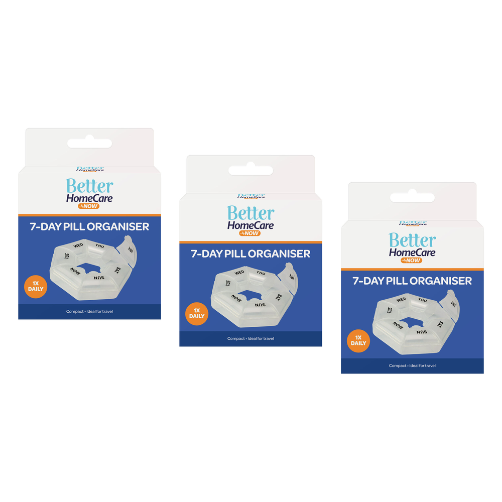 Better Home Care Now Pill Box 7 Day Round 8.5 x 2.5cm 3 Pack