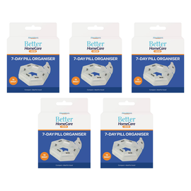 Better Home Care Now Round 7 Day Pill Box Reminder 5 Pack 8.5 x 2.5 cm