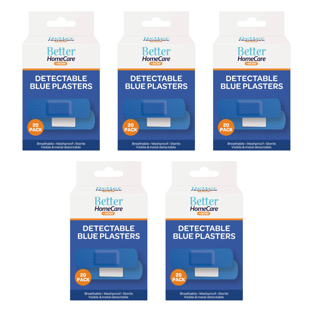 Better Home Care Now Detachable Blue Catering Plasters 20pc Bundle of 5