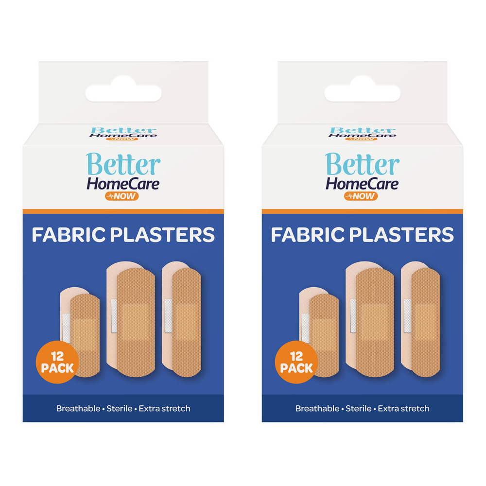 Better HomeCare Now Breathable Sterile Fabric Plasters 12pc x 2 24 Pack