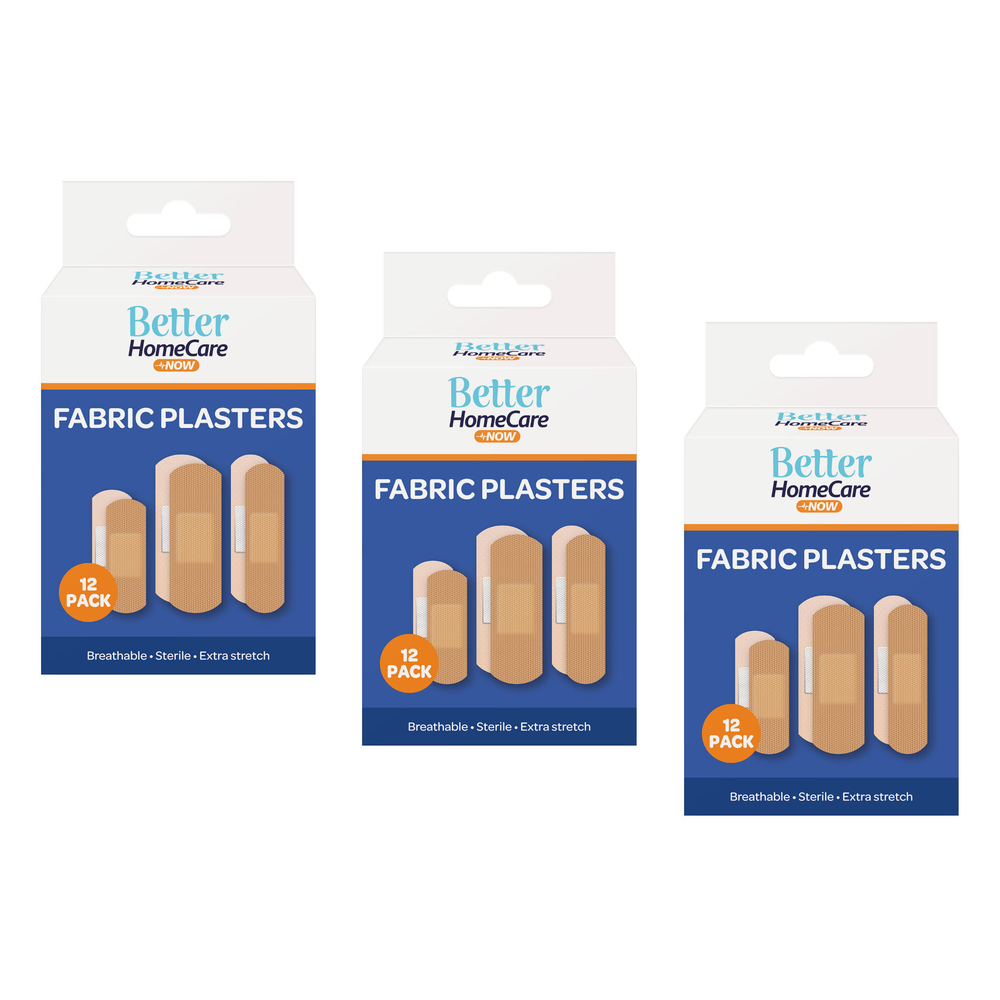 Better Home Care Now Breathable Sterile Fabric Plasters 12pc Bundle of 3