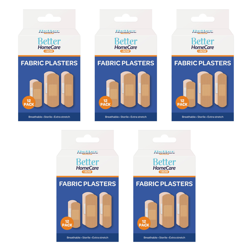 Better Home Care Now 5 Pack Bundle 12pc Breathable Sterile Fabric Plasters