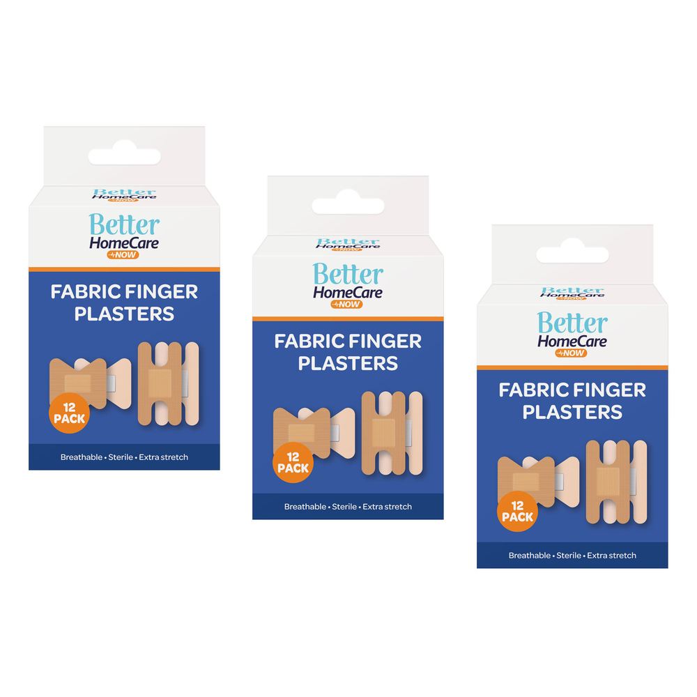 Better Home Care Now Finger Plasters 12pc Bundle of 3 Breathable Sterile