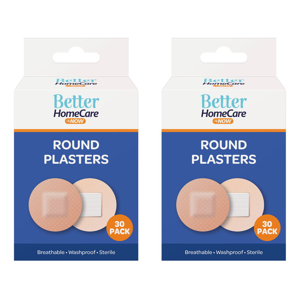 Better HomeCare Now Breathable Sterile Waterproof Round Plasters 60 Pack