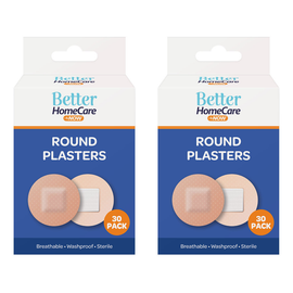 Better HomeCare Now Breathable Sterile Waterproof Round Plasters 60 Pack