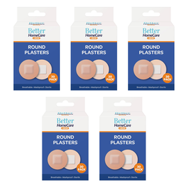 Better Home Care Now Breathable Sterile Waterproof Round Plasters 30pc Bundle of 5