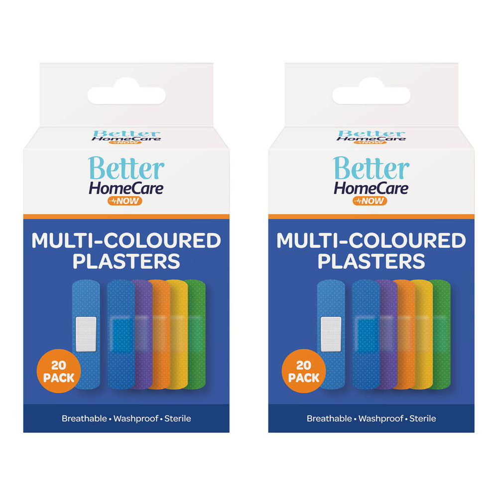 Better HomeCare Now Waterproof Sterile Breathable Multi Colour Plasters 40pc