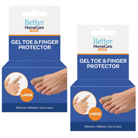 Better Home Care Now Large Gel Toe Cap Ribbed Fabric Silicone 15x3cm Pack of 2