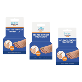 Better Home Care Now Gel Toe Cap Ribbed Fabric Silicone Tube Strip Bundle of 3