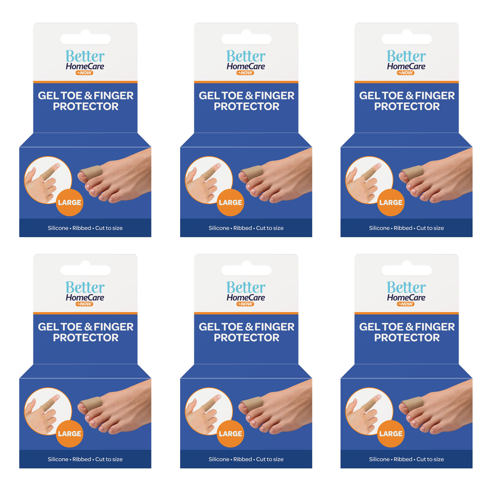 Better Home Care Now Gel Toe Cap Ribbed Fabric Silicone 15 x 3cm Bundle of 6