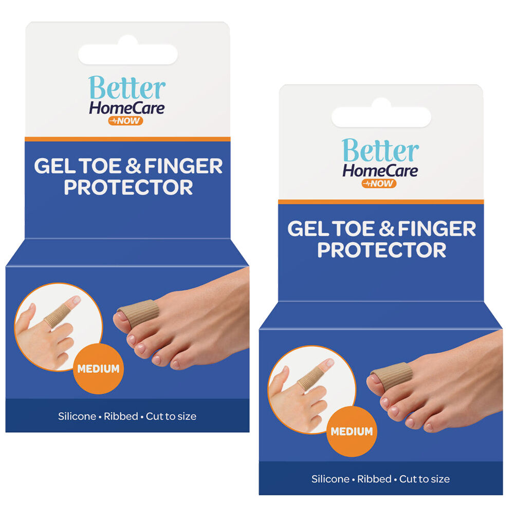 Better Home Care Now Medium Gel Toe Cap Ribbed Fabric Silicone Tube Pack 2