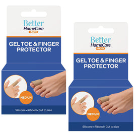 Better Home Care Now Medium Gel Toe Cap Ribbed Fabric Silicone Tube Pack 2