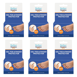 Better Home Care Now Gel Toe Cap 15.5 x 2.5cm Ribbed Fabric Silicone Bundle of 6