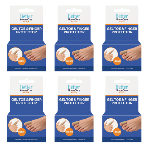 Better Home Care Now Gel Toe Cap 15.5 x 2.5cm Ribbed Fabric Silicone Bundle of 6