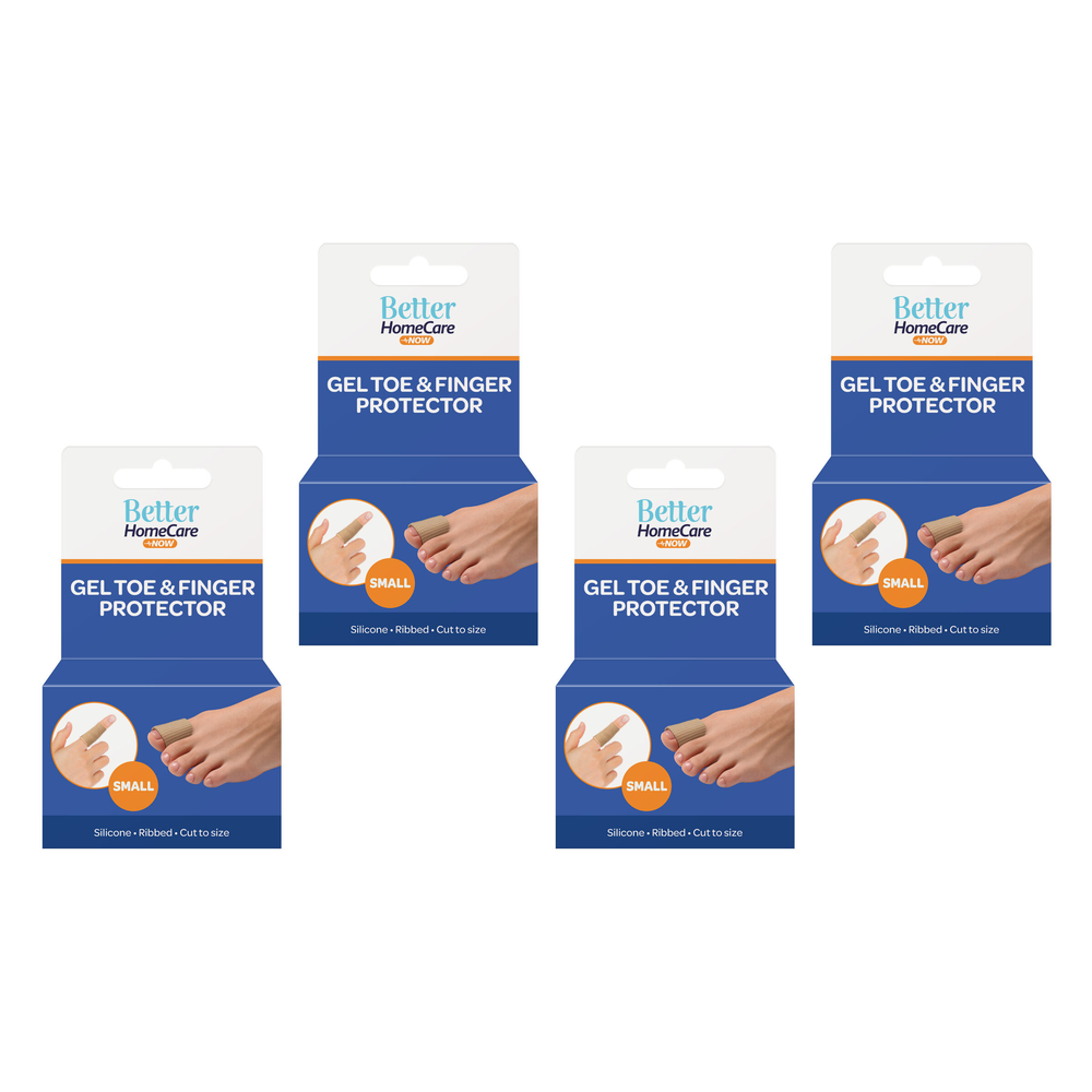 Better Home Care Now 4 Pack Small Gel Toe Cap Ribbed Fabric Silicone 15.5 x 2cm