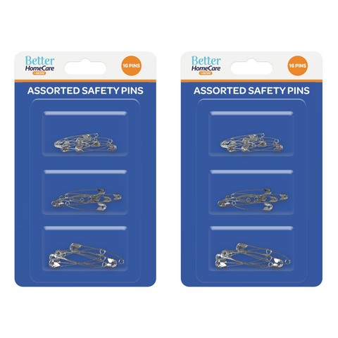 Better HomeCare Now Assorted Size Safety Pins 2x 16pc