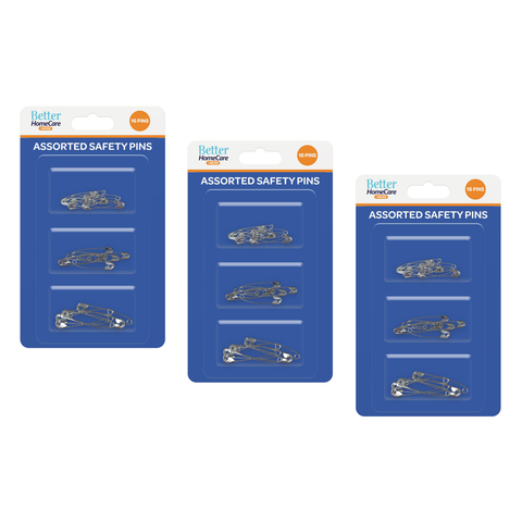 Better Home Care Now Safety Pins Assorted Sizes 16pc Bundle of 3