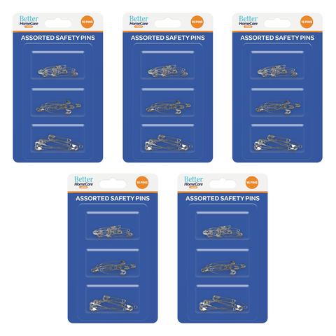 Better Home Care Now Safety Pins 16pc Assorted Sizes Bundle of 5