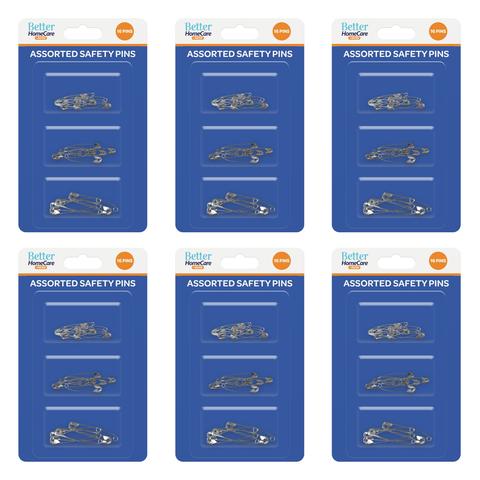 Better Home Care Now Safety Pins 16pc Pack Bundle of 6 Assorted Sizes