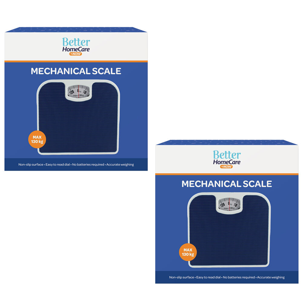 Better HomeCare Now Mechanical Bathroom Scale 130kg Battery Free 2 Pack