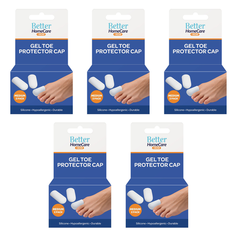 Better Home Care Now Medium Gel Toe Cap Silicone Sleeve 3.5 x 4cm Bundle of 5