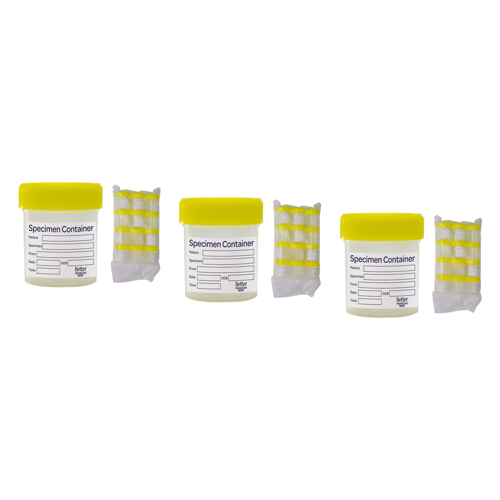 Better Homecare Now Bundle of 3 12 Pack 60ml Specimen Containers Yellow Lid