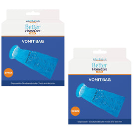 Better Homecare Now Vomit Bags 3 Pack Disposable Twist & Lock Spill-Proof x 2
