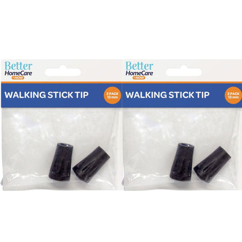 Better Home Care Now Walking Stick Tips Rubber NonSlip End Bottom Black 13mm 2x 2 Pack