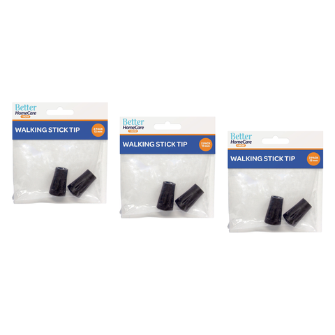 Better Home Care Now Walking Stick Tips Rubber Non Slip End 13mm Bundle of 3