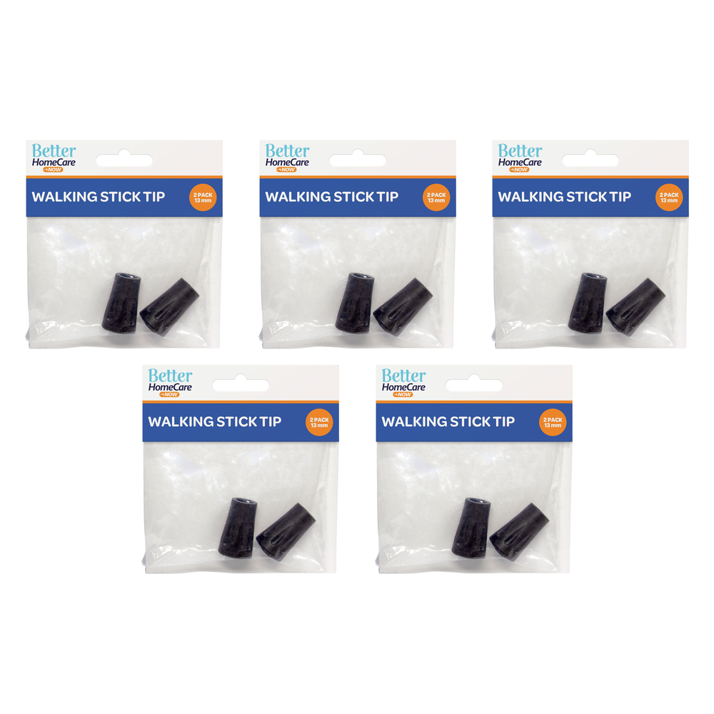 Better Home Care Now 13mm Black Rubber Walking Stick Tips Bundle of 5