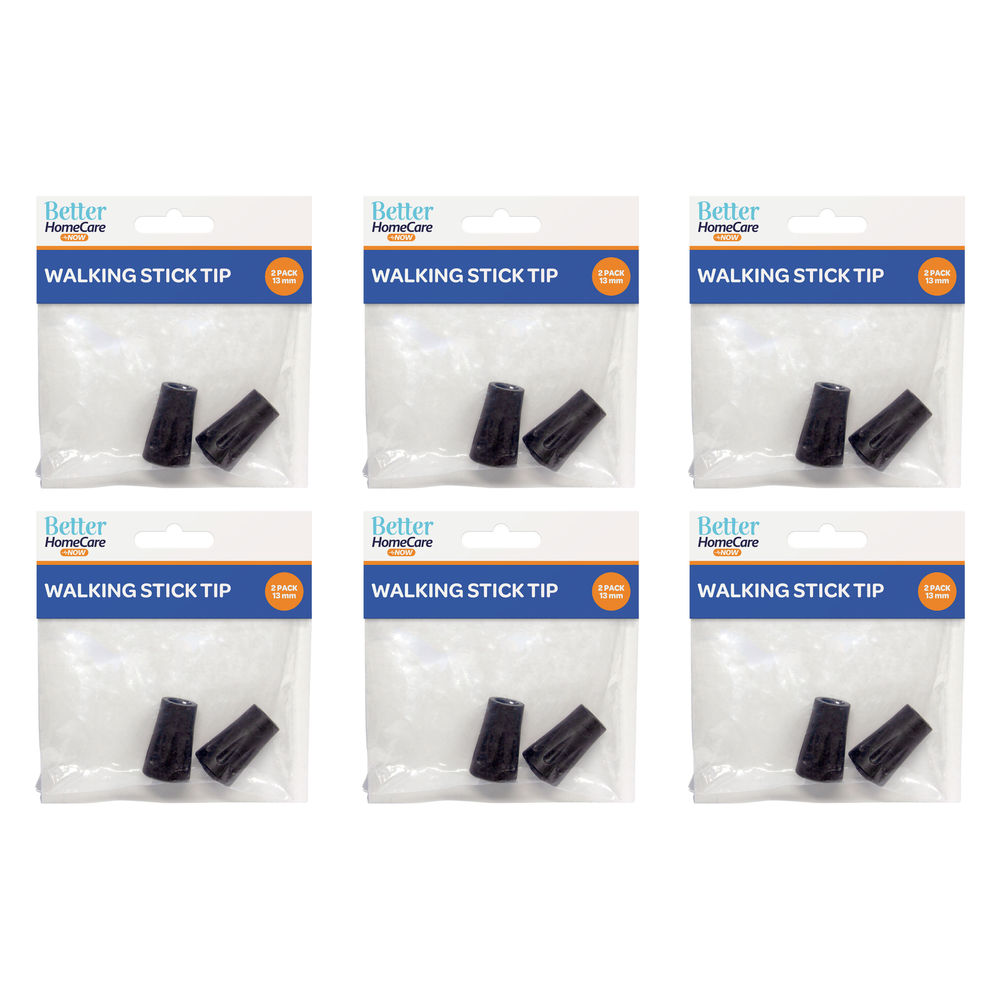 Better Home Care Now Walking Stick Tips 13mm Black Pack of 6