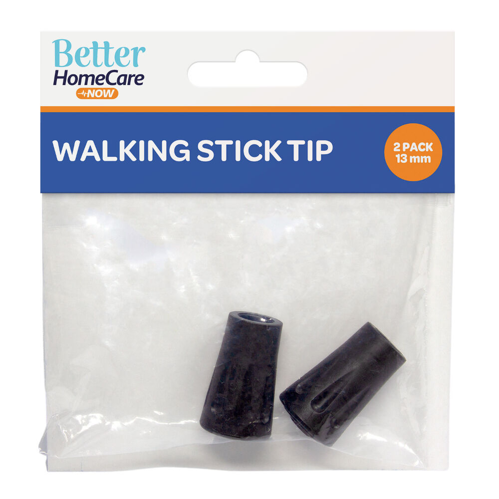 Better Home Care Now Walking Stick Tips Rubber Non-Slip End Bottom Black 13mm Pack