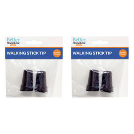 Better HomeCare Now Walking Stick Tips Rubber NonSlip End Bottom Black 16mm 2x 2 Pack