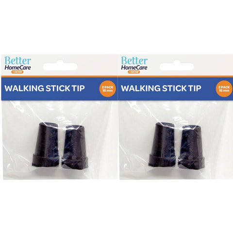 Better Home Care Now Walking Stick Tips Rubber NonSlip End Bottom Black 16mm 2x 2 Pack