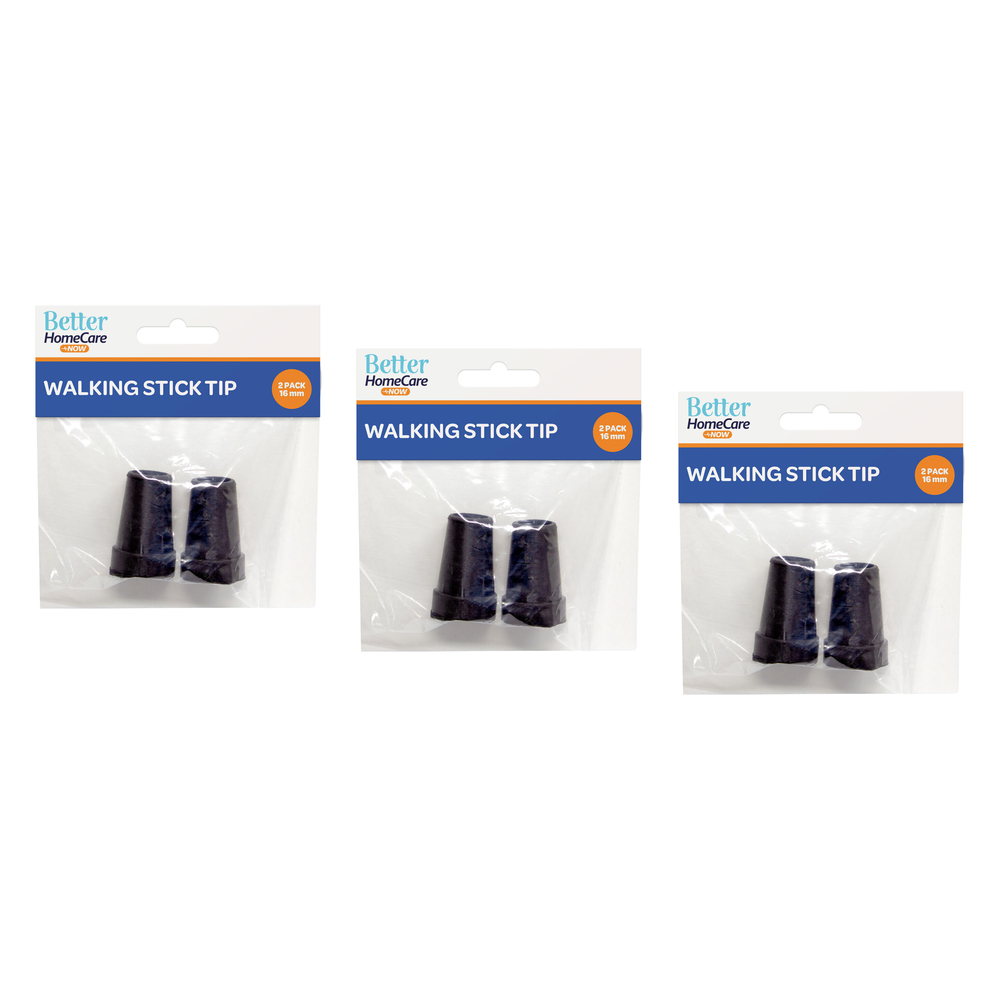 Better Home Care Now Walking Stick Tips 16mm Black Bundle of 3