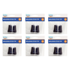 Better Home Care Now Walking Stick Tips Rubber Non Slip Black 16mm Bundle of 6