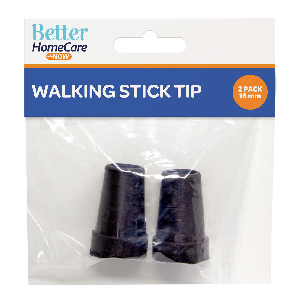 Better Home Care Now Walking Stick Tips Rubber Non-Slip End Bottom Black 16mm Pack