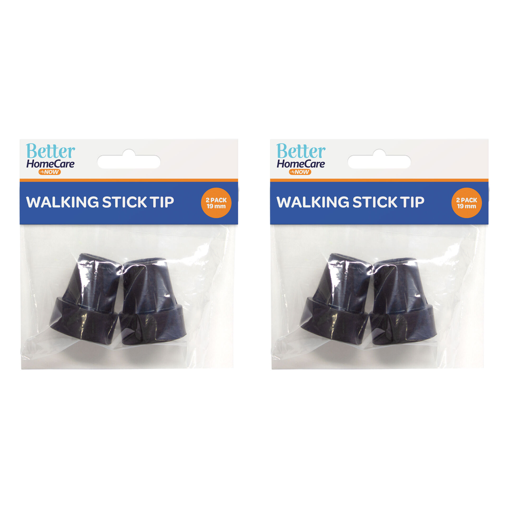 Better HomeCare Now Walking Stick Tips Rubber NonSlip End Bottom Black 19mm 2x 2 Pack